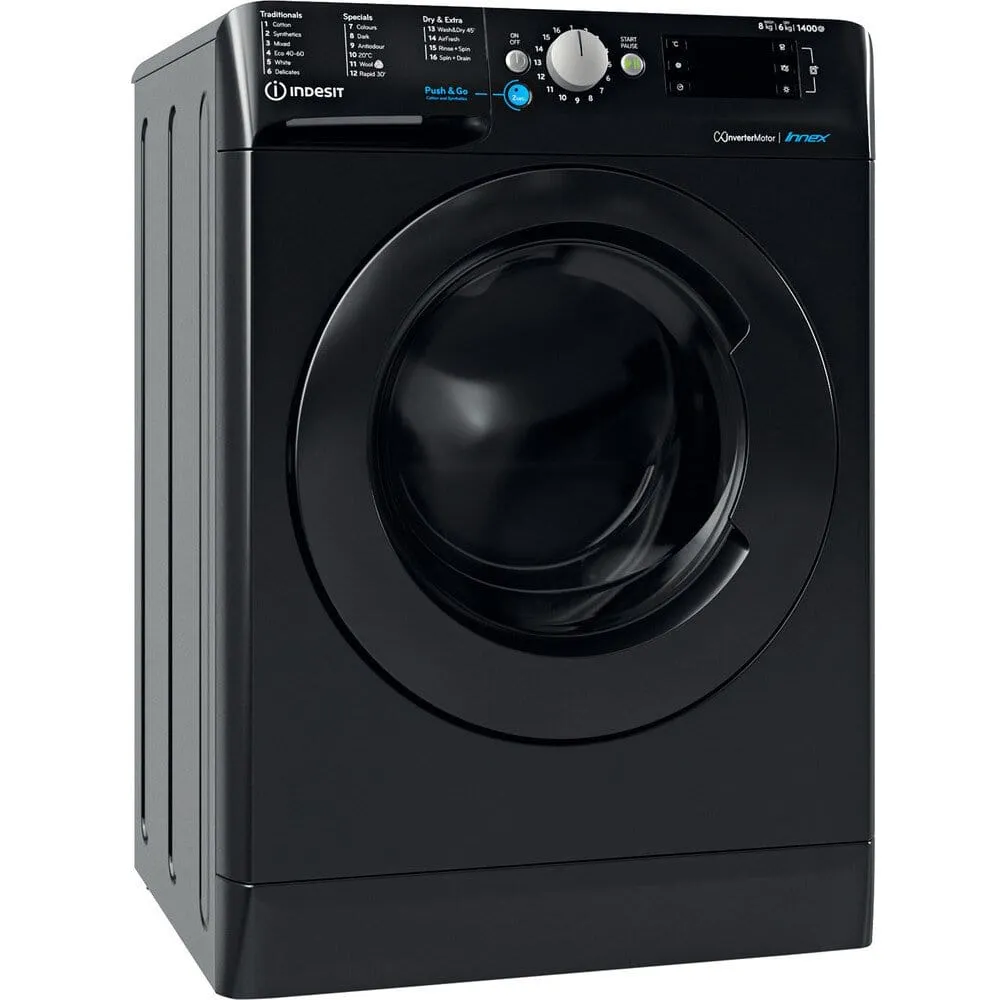 Indesit BDE86436XBUKN 8Kg / 6Kg Washer Dryer with 1400 rpm, 59.5cm Wide - Black