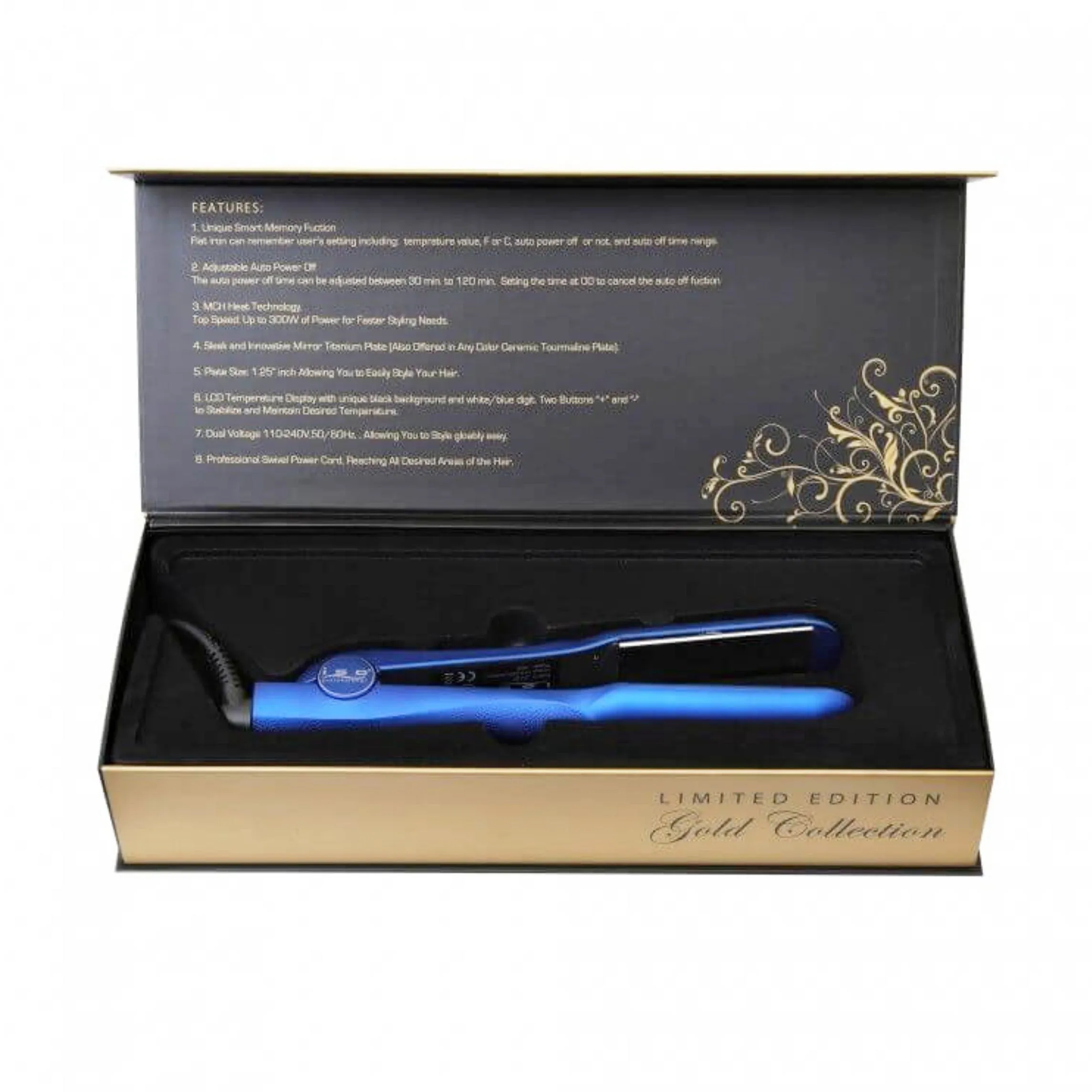 Iso Beauty Gold Collection Metallic Blue 1.5" Digital Infrared | Flat Iron