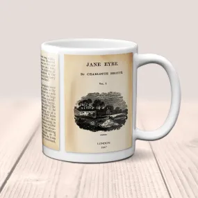 Jane Eyre by Charlotte Brontë Mug. Coffee Mug with Jane Eyre book Title and Book Pages, Bookish Gift, Literary Mug.