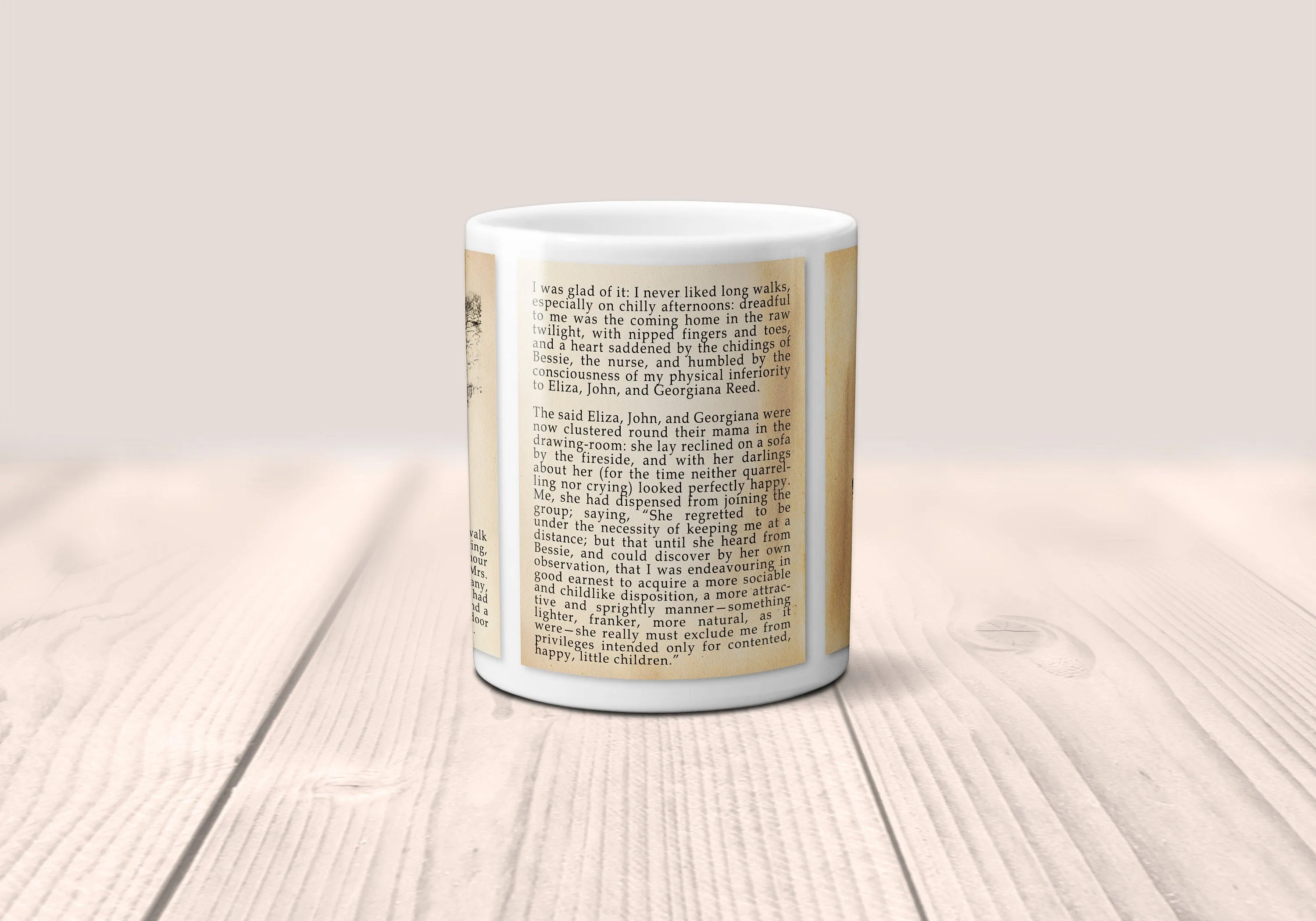 Jane Eyre by Charlotte Brontë Mug. Coffee Mug with Jane Eyre book Title and Book Pages, Bookish Gift, Literary Mug.