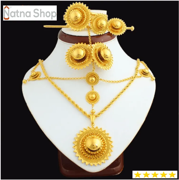 Jewelry Set 24k Gold Color Hair Chain/Pendant /Chain/Earing/Ring/Hair Pin/Bangle Habesha Eritrean Ethiopean