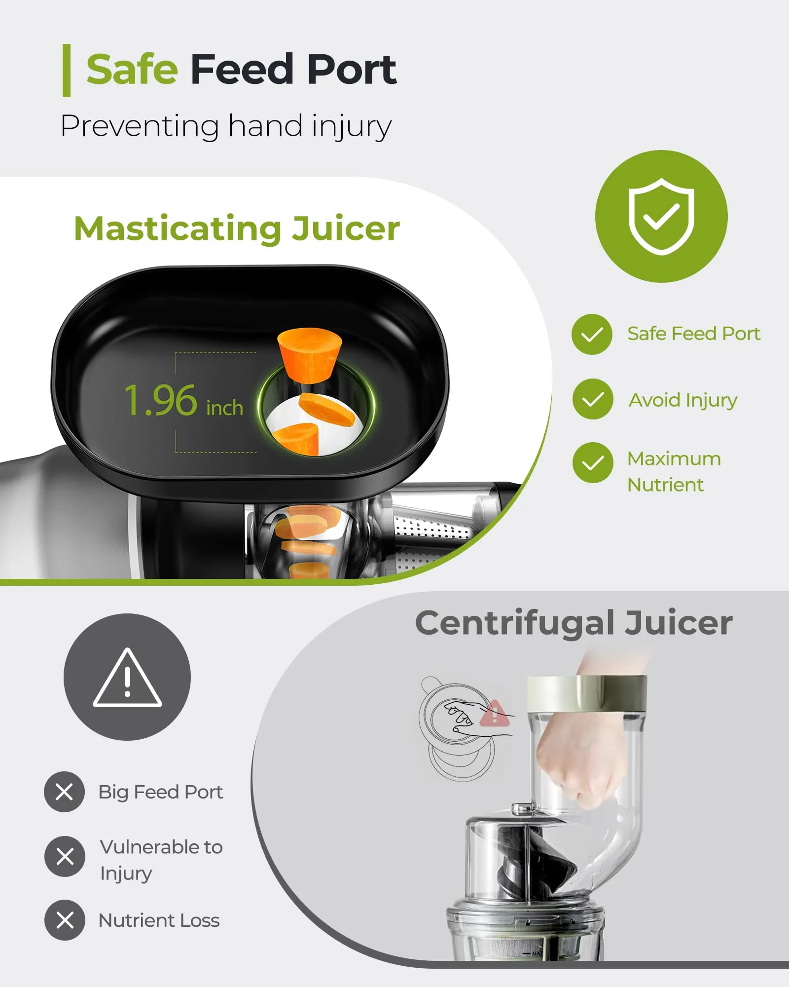 Jocuu Slow Masticating Juicer Cold Press Quiet Motor Reverse Function Easy