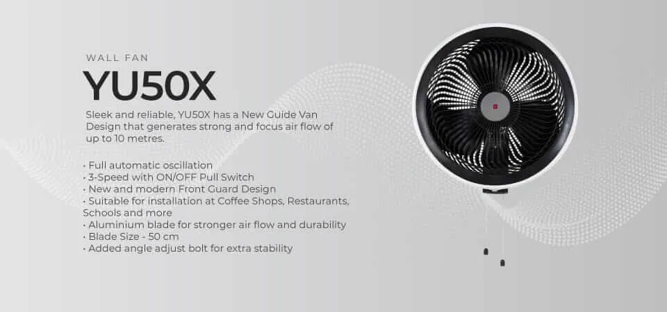 KDK YU50X white/Black Industrial Wall Fan 50cm (Pre-Order)