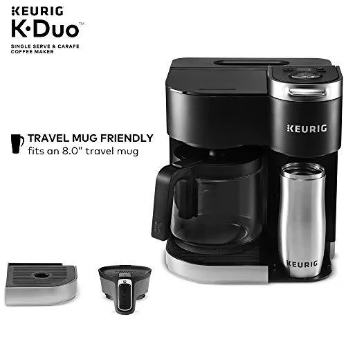 Keurig K-Duo Coffee Maker, Single Serve and 12-Cup Carafe Drip Coffee Brewer, Compatible with K-Cup Pods and Ground Coffee, Black