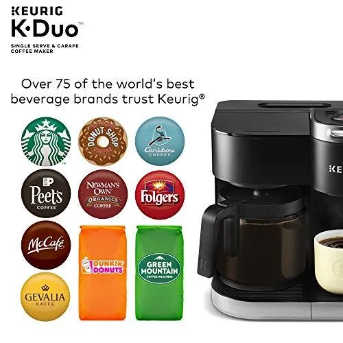 Keurig K-Duo Coffee Maker, Single Serve and 12-Cup Carafe Drip Coffee Brewer, Compatible with K-Cup Pods and Ground Coffee, Black