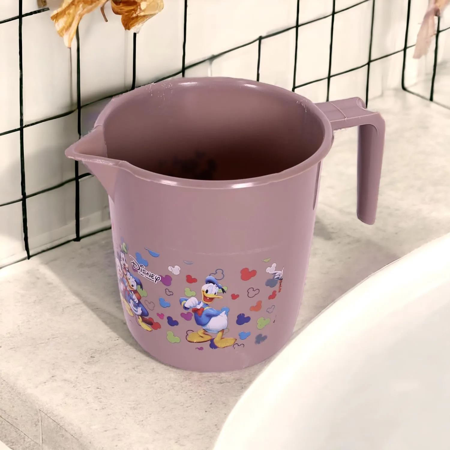 Kuber Industries Disney Team Bathroom Mug | Plastic Bath Mug for Bathroom | Mug for Bathroom | Mug for Toilet | Washroom Jug | 111 Bath Mug | 1 LTR | Pack of 2 | Brown