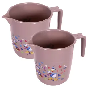 Kuber Industries Disney Team Bathroom Mug | Plastic Bath Mug for Bathroom | Mug for Bathroom | Mug for Toilet | Washroom Jug | 111 Bath Mug | 1 LTR | Pack of 2 | Brown