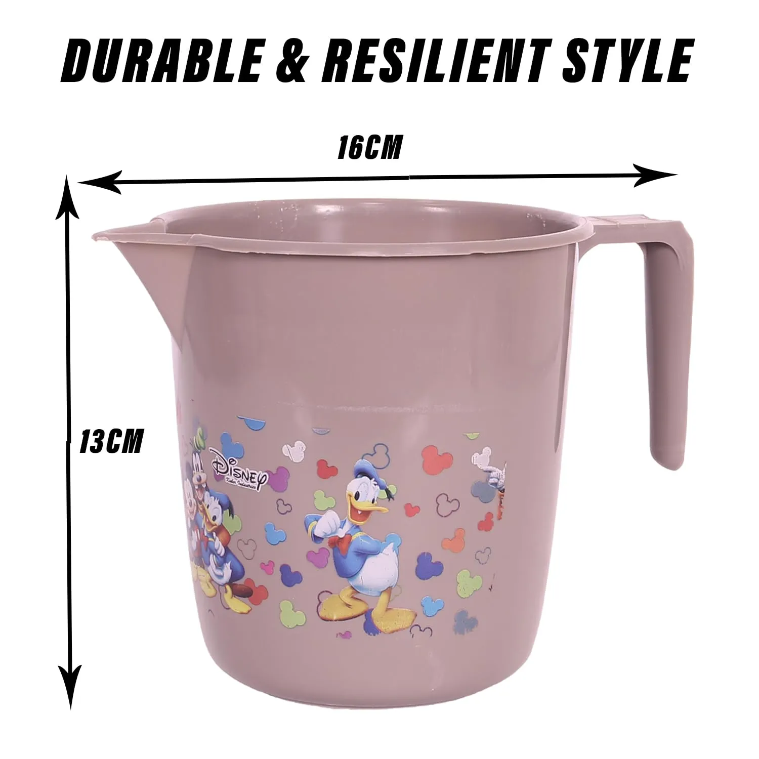 Kuber Industries Disney Team Bathroom Mug | Plastic Bath Mug for Bathroom | Mug for Bathroom | Mug for Toilet | Washroom Jug | 111 Bath Mug | 1 LTR | Pack of 2 | Brown