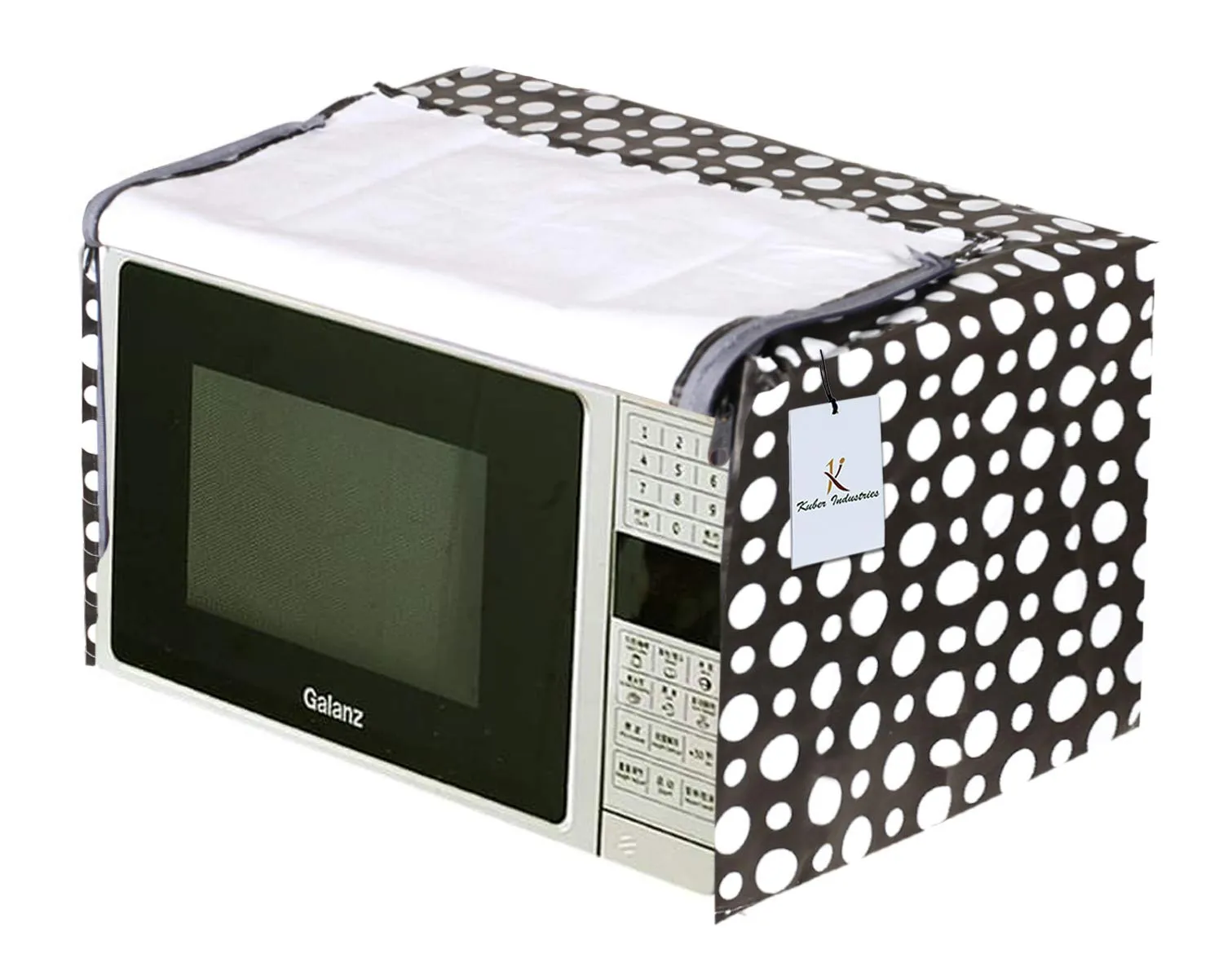 Kuber Industries Dots Design PVC Microwave Oven Full Closure Cover for 20 Litre (Grey) CTKTC33263