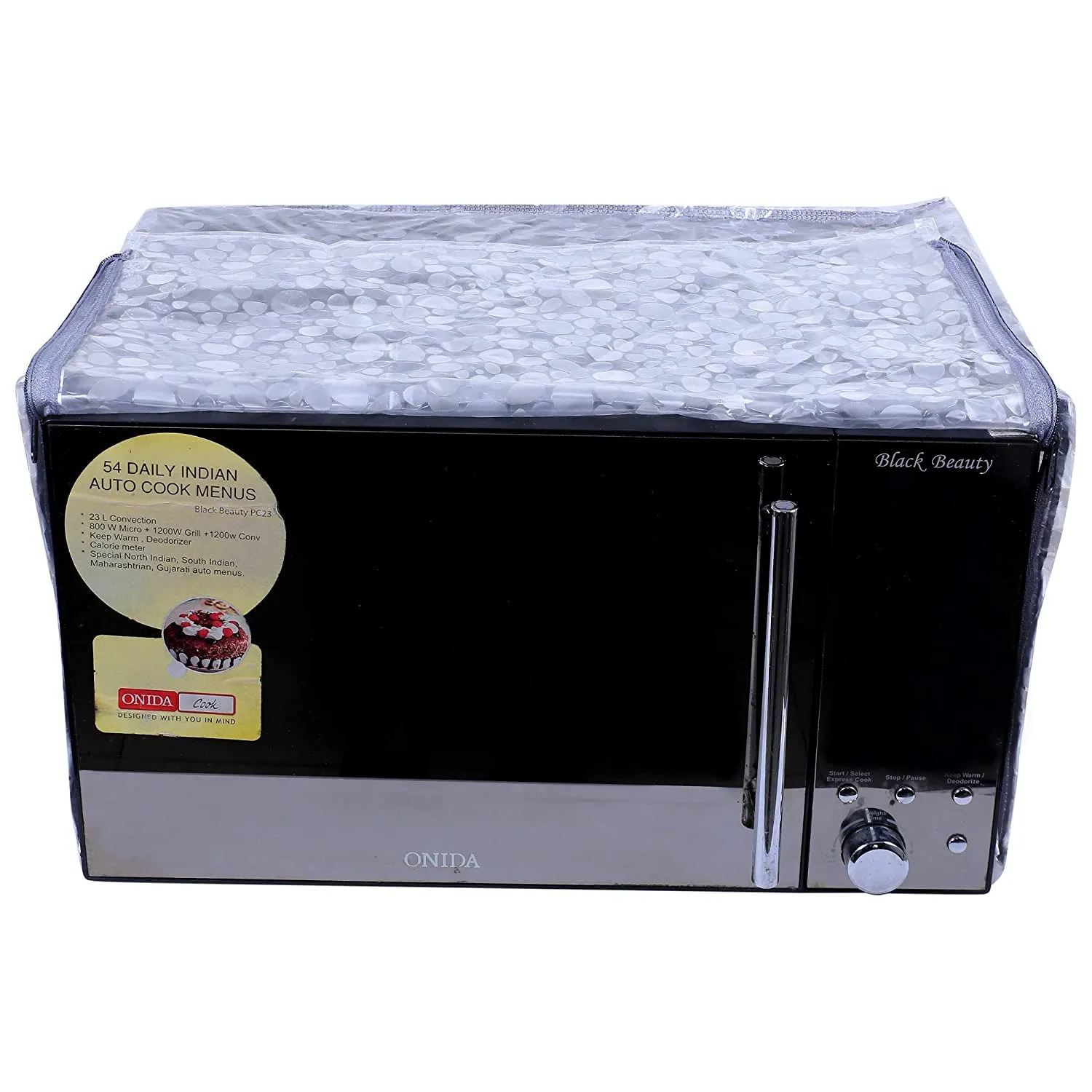 Kuber Industries PVC 3D Printed Microwave Oven Cover, Dustproof Machine Protector Cover,23 LTR. (Grey)-HS43KUBMART26002