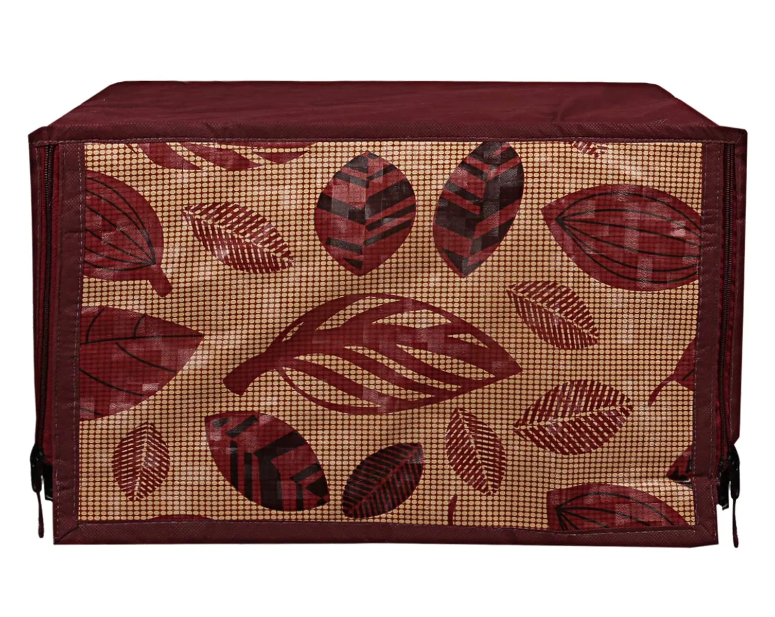 Kuber Industries PVC Leaf Printed Microwave Oven Cover, Dustproof Machine Protector Cover,25 LTR. (Brown)-HS43KUBMART25964