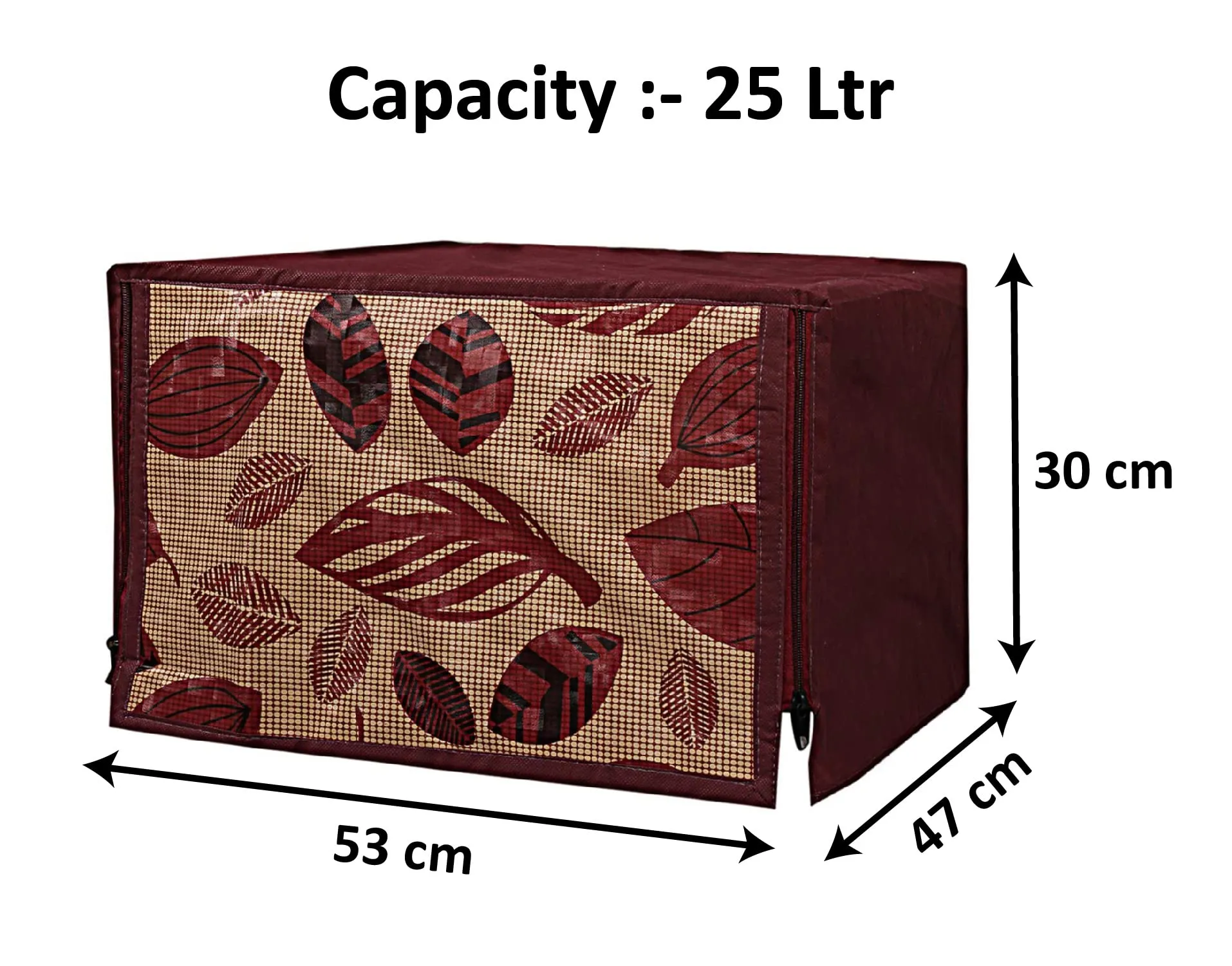 Kuber Industries PVC Leaf Printed Microwave Oven Cover, Dustproof Machine Protector Cover,25 LTR. (Brown)-HS43KUBMART25964