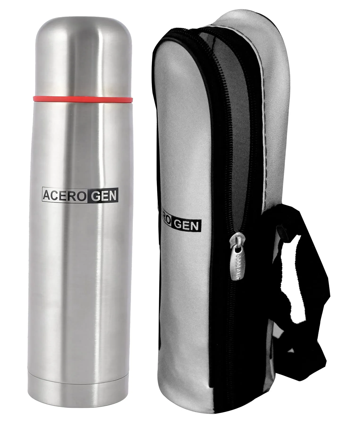 Kuber Industries Stainless Steel Hot and Cold Vacuum Flask with Cover, 500ml- Pack of 2 (Silver)-HS42KUBMART25147