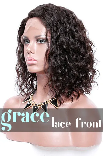 LACE FRONT WIG: Short Curly Side Part Bob Wig 12"