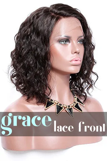 LACE FRONT WIG: Short Curly Side Part Bob Wig 12"