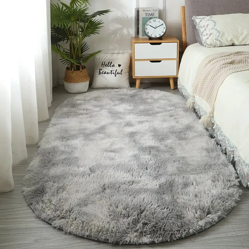 Large Oval Plush Thick Tie Dye Rug