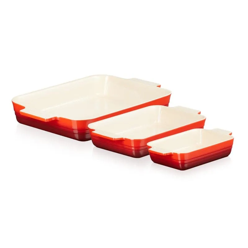 Le Creuset Black Friday 3 Piece Rectangular Dish 19, 26, 32cm Cerise