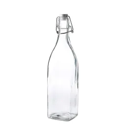 Leakproof Glass Water Bottle With Airtight Metal Clamp