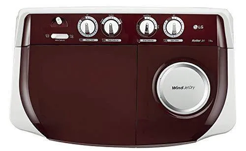 LG 7 kg Semi-Automatic Top Loading Washing Machine (P7010RRAA, Burgundy)