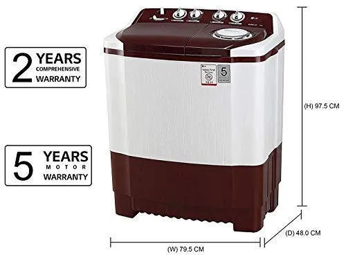 LG 7 kg Semi-Automatic Top Loading Washing Machine (P7010RRAA, Burgundy)