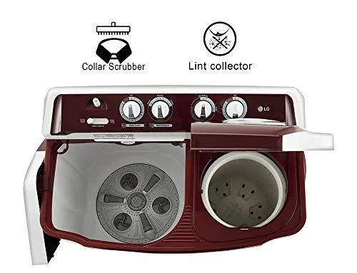 LG 7 kg Semi-Automatic Top Loading Washing Machine (P7010RRAA, Burgundy)