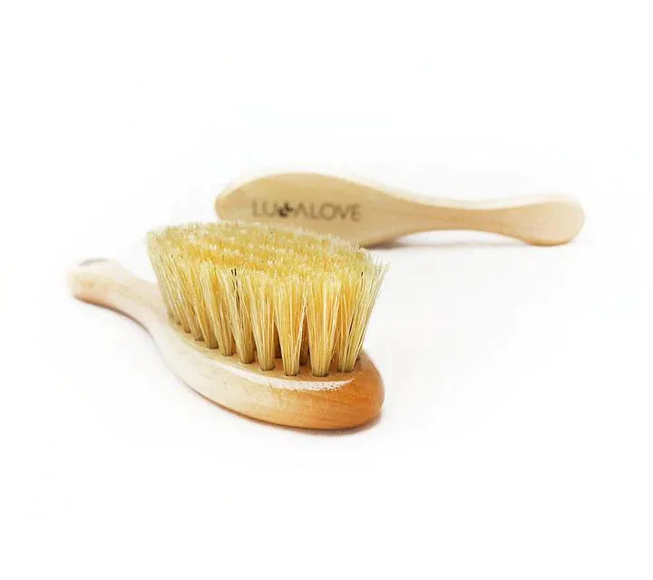 Lullalove Natural Baby Hairbrush with Pig's Bristle & Washcloth