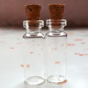 Mini Glass Vile with Cork (28mm x 10mm / 0.7ml / 2pcs) Long Tiny Glass Bottle Small Glass Jar Miniature Vial Terrarium Charm Pendant MC23