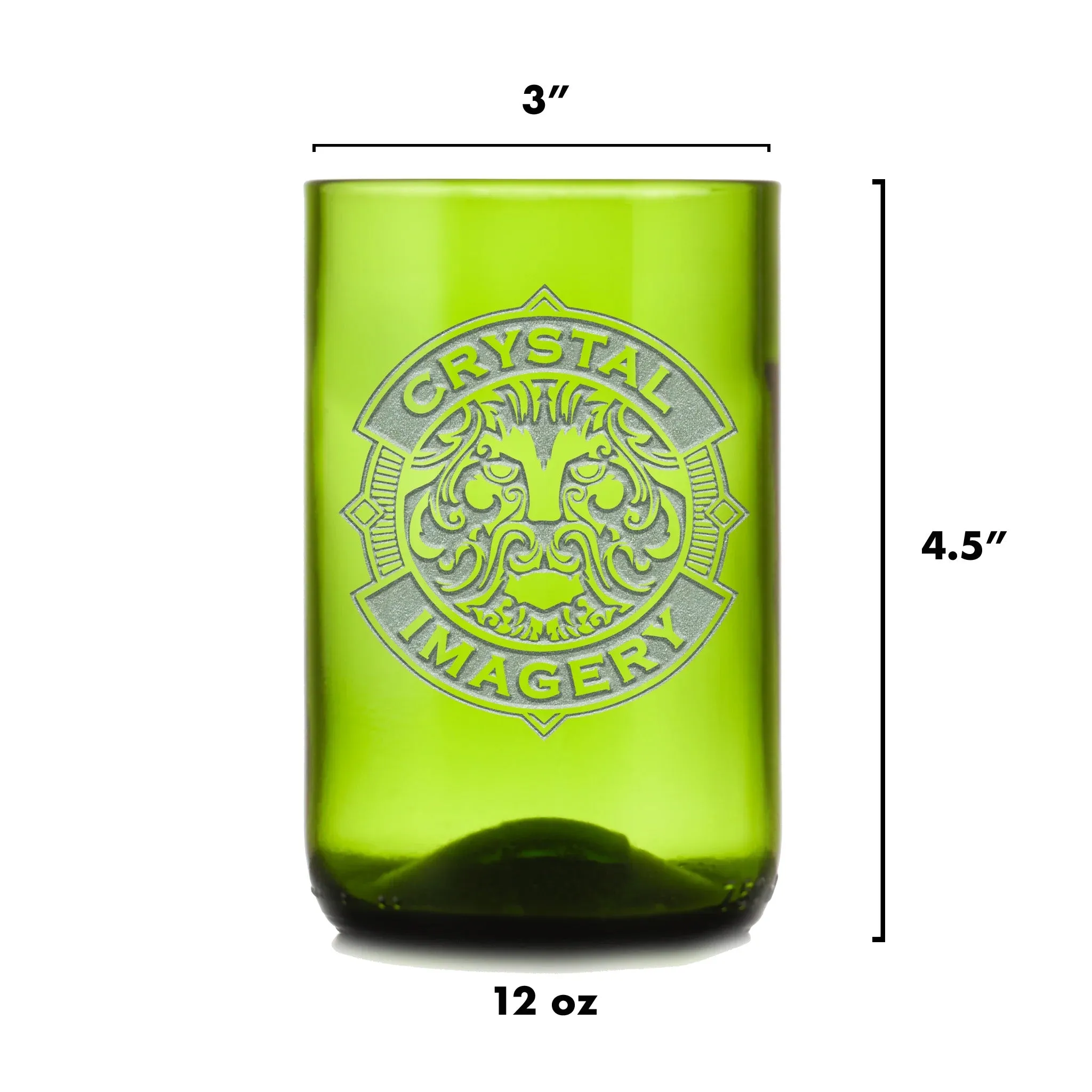 Monogram Engraved Green Recycled Wine Bottle Glass Tumbler