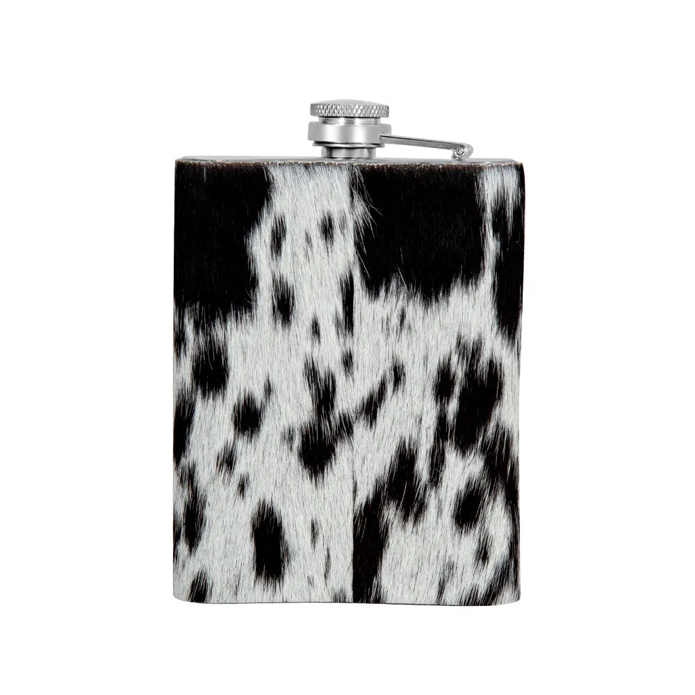 Mountain Trail Flask in Dark Hair-on Hide