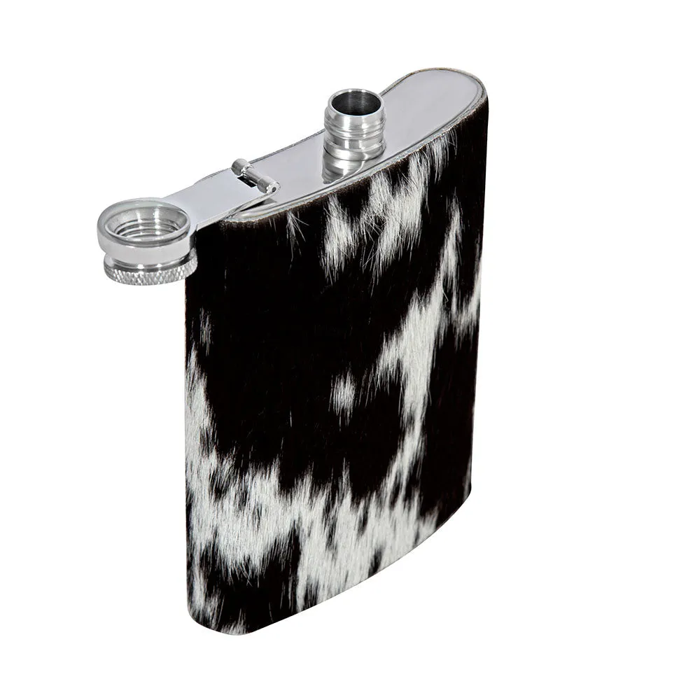 Mountain Trail Flask in Dark Hair-on Hide