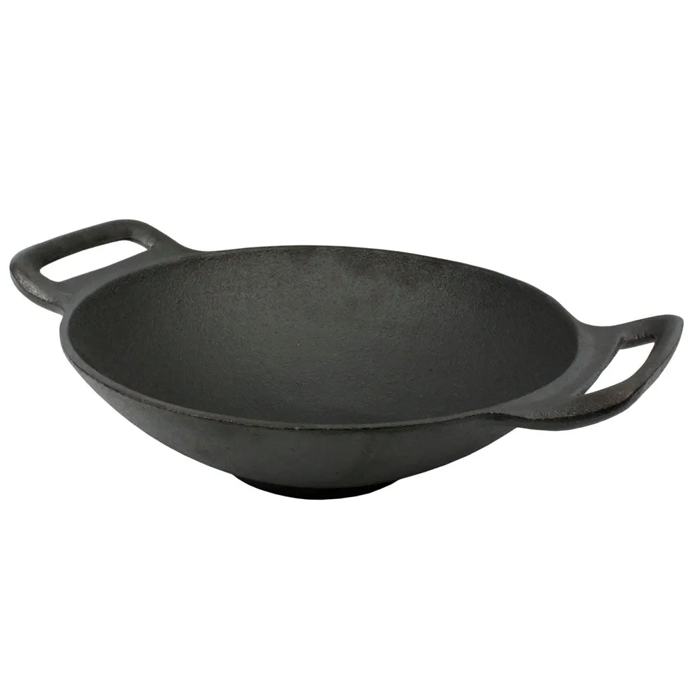 Mr Bar-B-Q 10" Cast Iron Pre Seasoned Curved Wok Outdoor and Indoor Use 08124Y