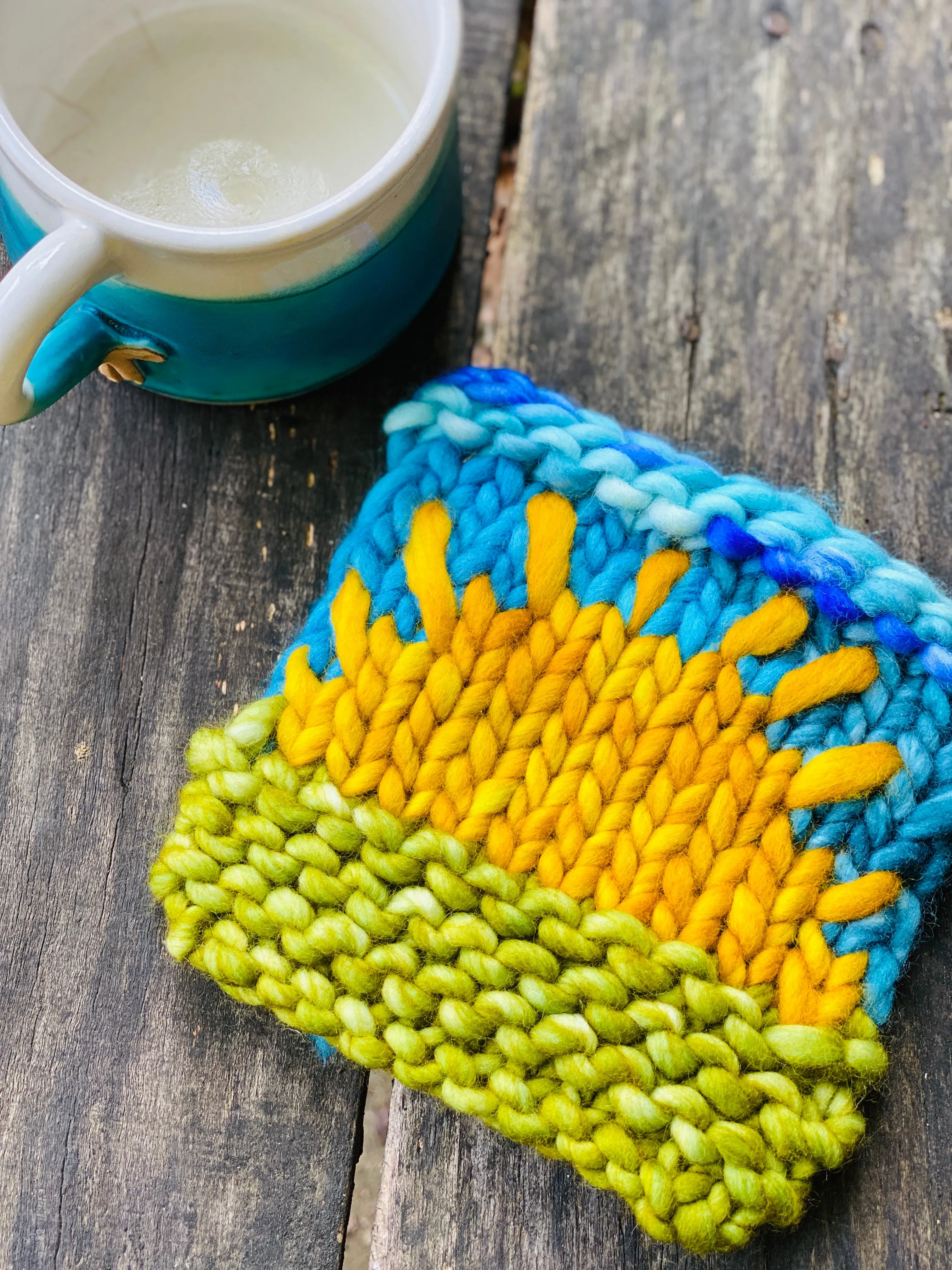 Mug Rug Recipe KNITTING PATTERN coaster coffee fun stash buster