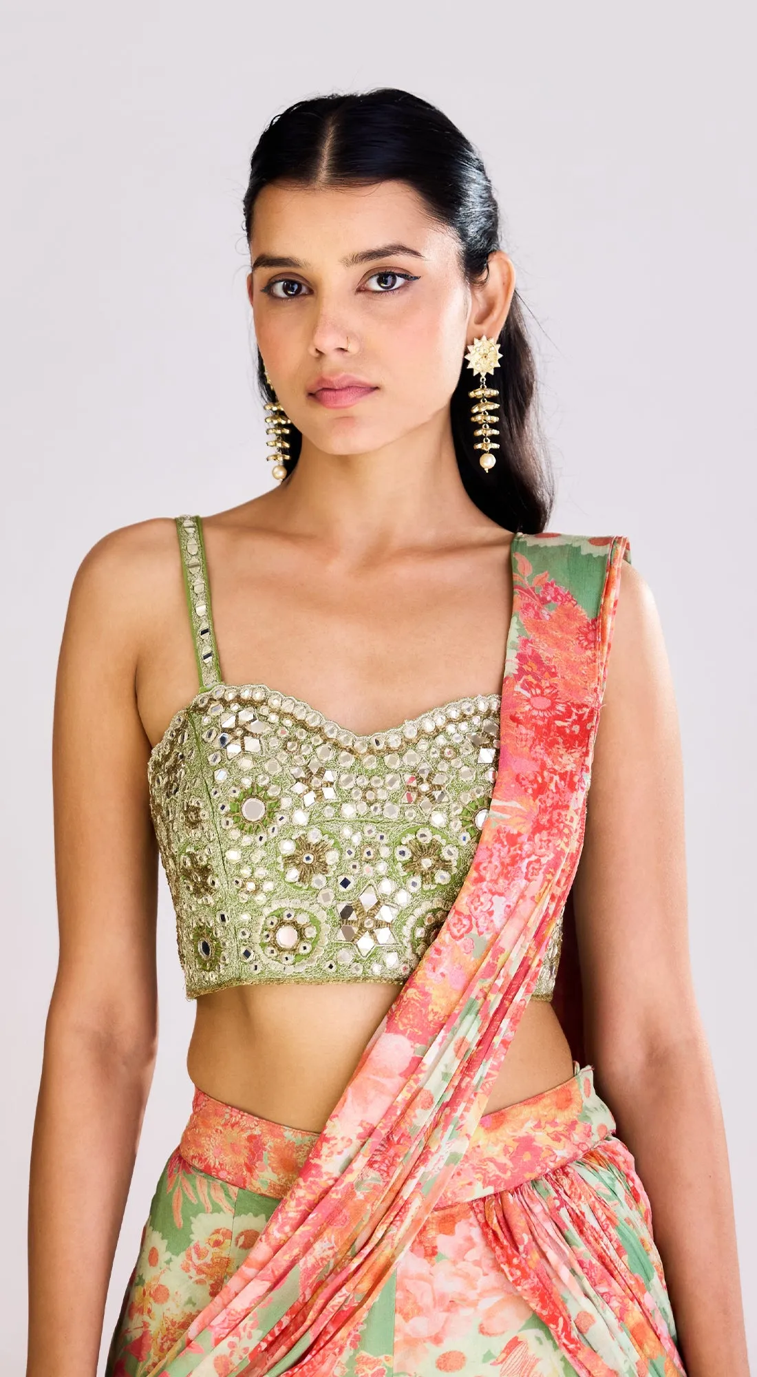 Multi Colored Sharara Saree