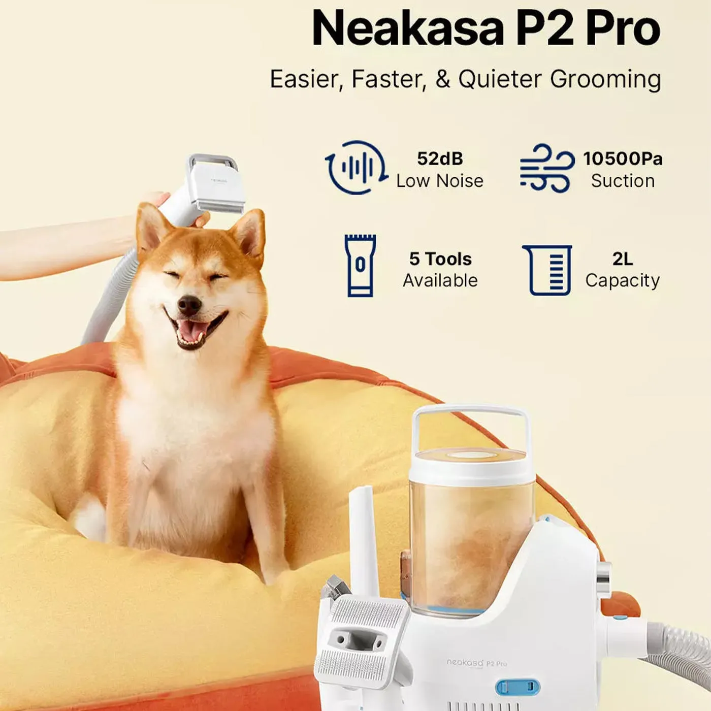 Neakasa P2 Pro 5-in-1 Dog & Cat Grooming Kit with Vacuum