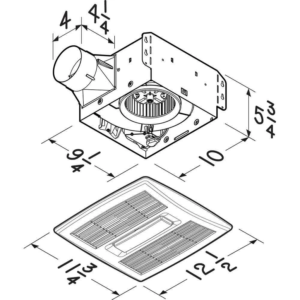 NuTone Flex DC Series Adjustable 50-110 CFM Bathroom Exhaust Fan With Light and Humidity Sensing