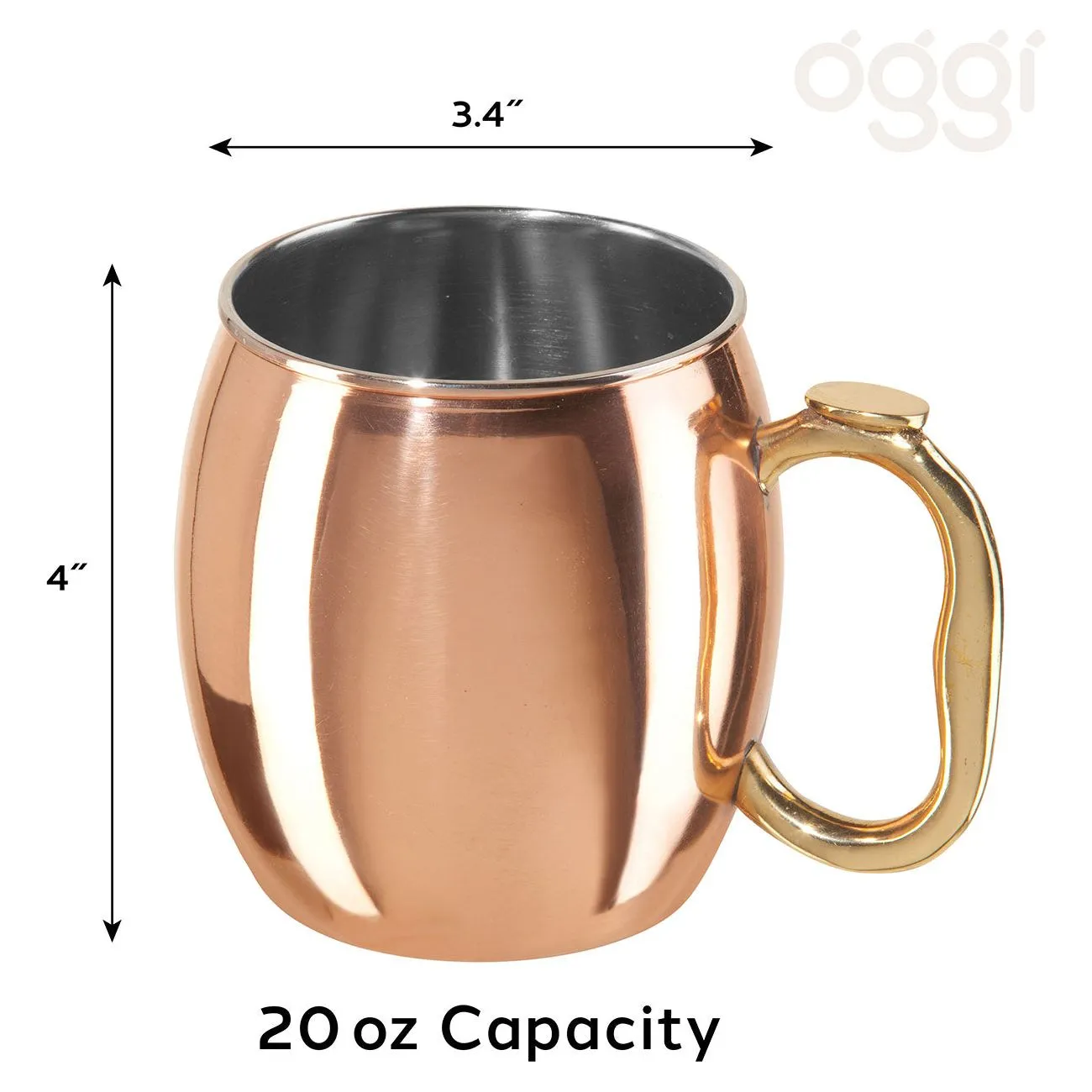 Oggi Stainless Steel Copper Moscow Mule Mug 20oz