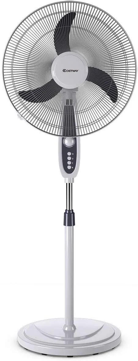 Oscillating Pedestal Fan w/Timer, LCD Display, Double Blades, Remote Control