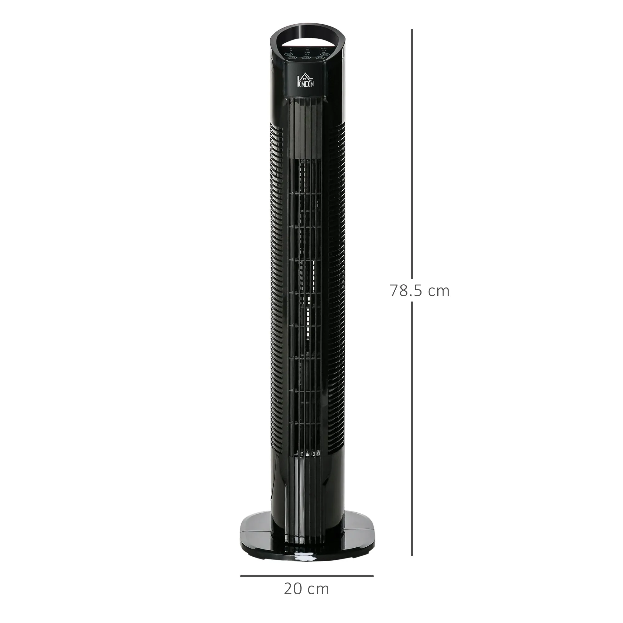 Oscillating Three Speed Tower Fan With Timer & Remote Control Black