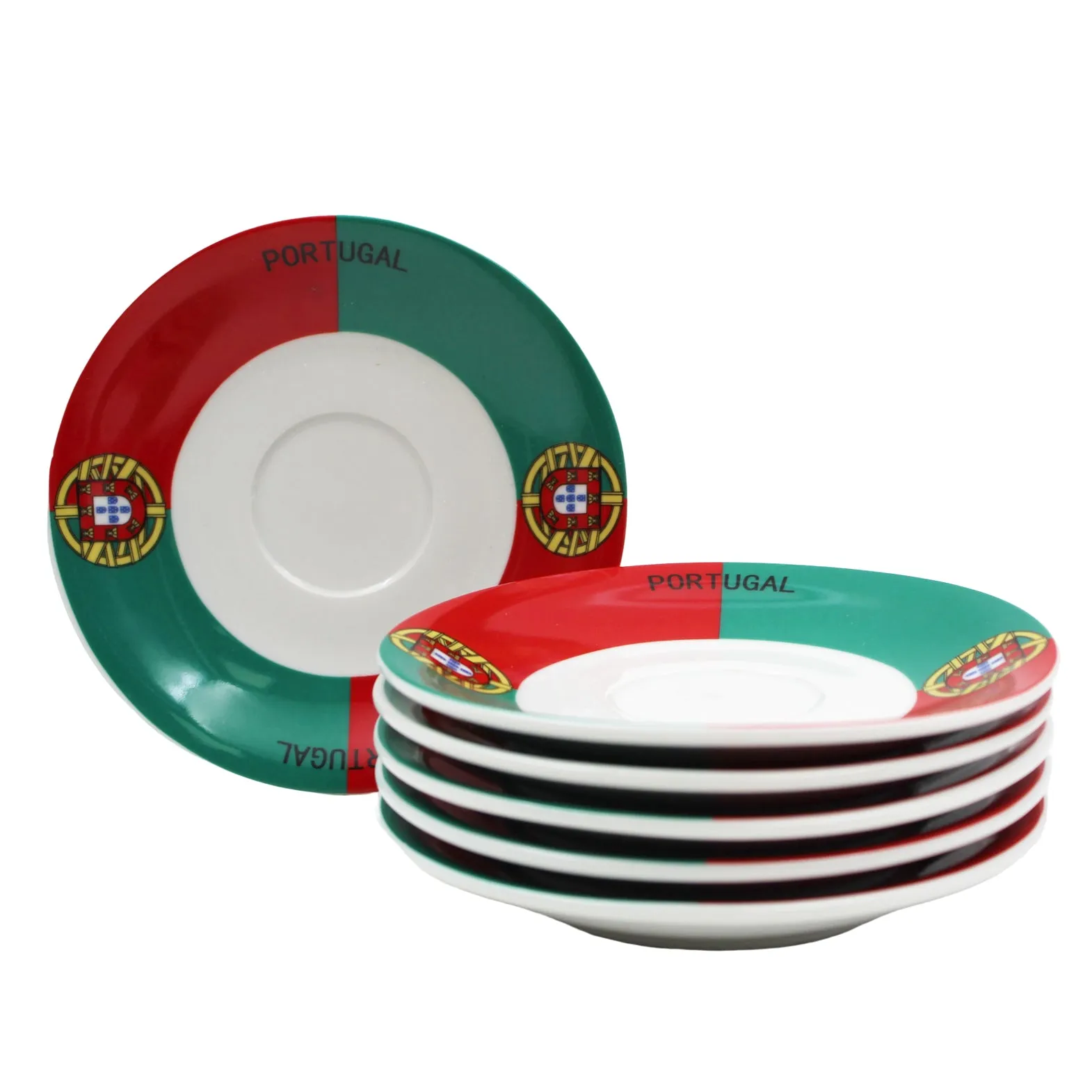 Portugal Themed Espresso Cup and Saucer Set, Set of 6