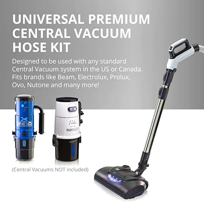 Premium Prolux PLC35 35' Universal Central Vacuum Hose Kit With Wessel Werk Power Nozzle