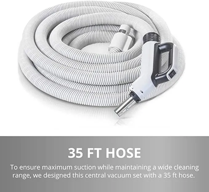 Premium Prolux PLC35 35' Universal Central Vacuum Hose Kit With Wessel Werk Power Nozzle