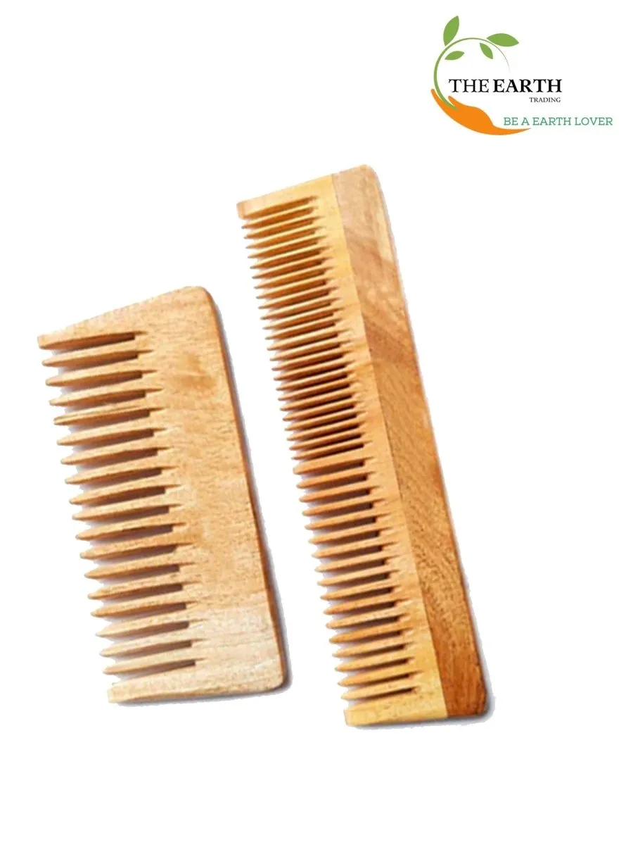 Pure Kacchi Neem Wood Comb Pack Combo -02  (Pack of 2)