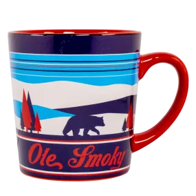 RED AND BLUE SCENIC BEAR MUG