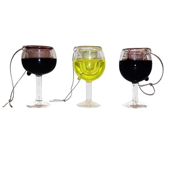 RED and White Wine Glass Ornament, 3 Assorted, T0748