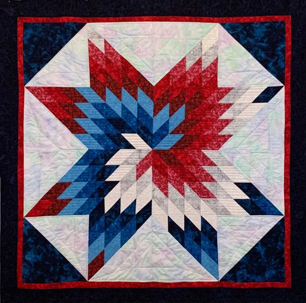 Red, White and Blue Spiral Star Quilt Pattern KCS-RWBSSw  - Wholesale Product