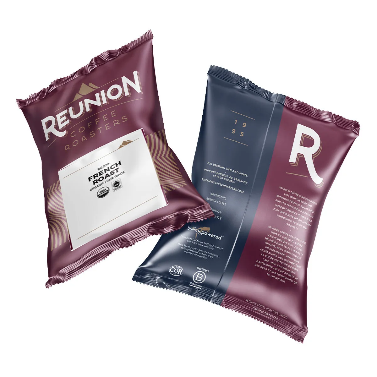 Reunion Coffee Roasters French Roast Coffee Fraction Packs, 24 x 2.5 oz