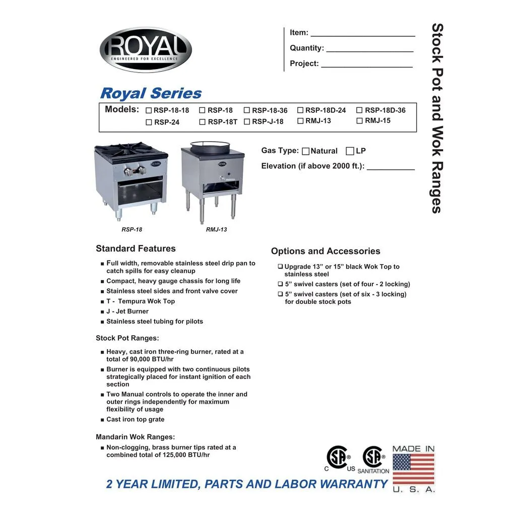 Royal RSP-18-24, Stock Pot Stove