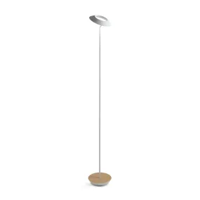 Royyo Matte White with White Oak Contemporary LED Floor Lamp with USB Port