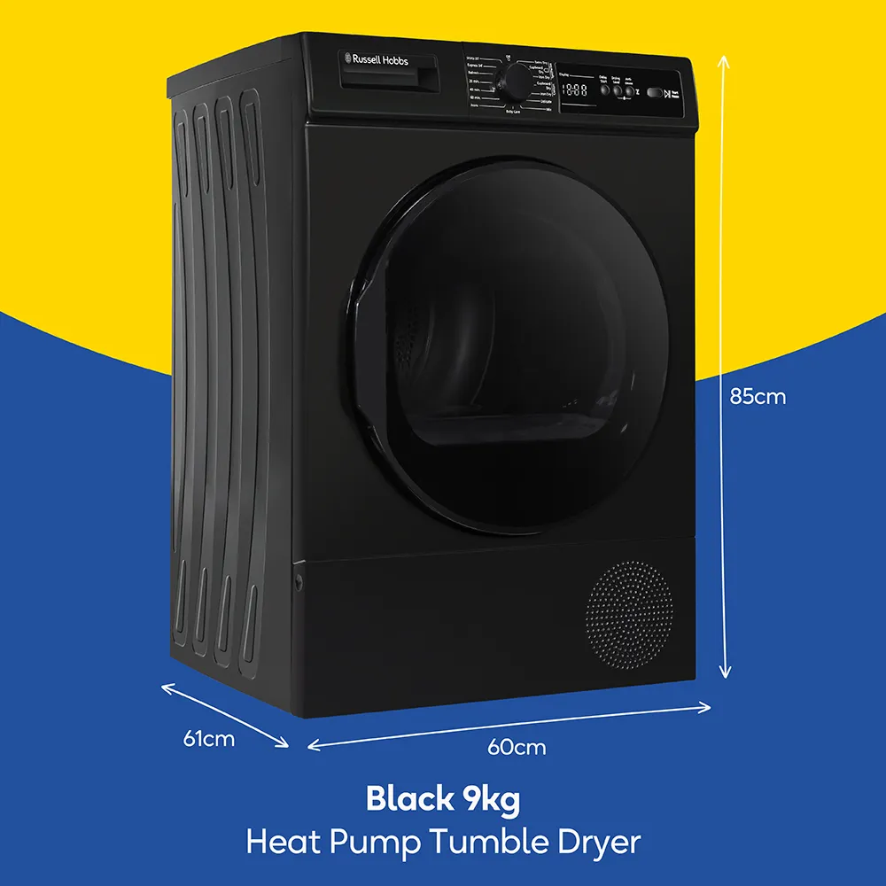 Russell Hobbs RH9HPTD111B 11 Series 9kg Heat Pump Tumble Dryer - A Rated -Black