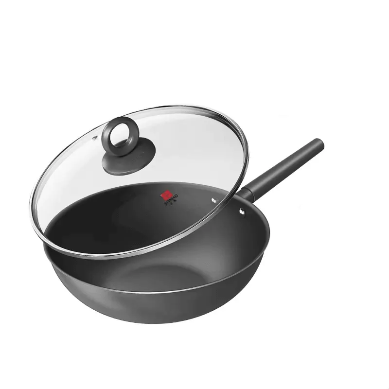 SANHE Non Stick Frying Pan & Wok with No Coating Iron Pot Uncoated Gas Stove Applicable